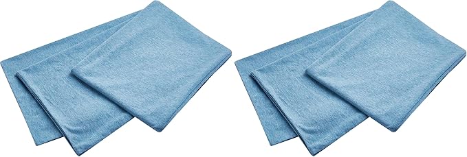 Oubonun 100% Jersey Cotton Body Pillow Cover with Zipper - Luxury Soft Removable Pillow Case - Long Fuzzy - Knitted (Light Blue, 21"X54") (Pack of 2)