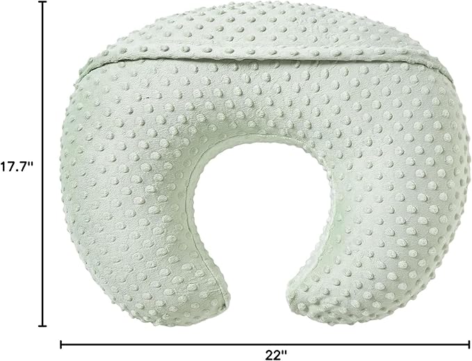 Baby Nursing Pillow and Body Positioner with Premium Slipcover for Breastfeeding for Baby Boys and Girls, Feeding Pillow with Breathable Comfortable Pillowcase (Green)