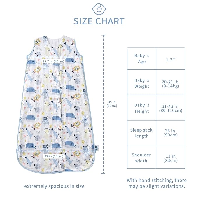 TADO MUSLIN Toddler Sleep Sack 1-2T, 0.5 TOG Lightweight Wearable Blanket, 100% Organic Cotton Muslin, Sleeveless, 2-Way YKK Zipper, OEKO-TEX Certified