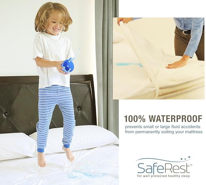 SafeRest Mattress Protector Twin XL College Dorm Room, New Home, First Apartment Essentials - Cotton, Waterproof Mattress Cover Protector - Encasement - Premium