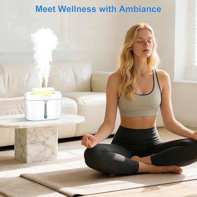 COO Humidifiers for Bedroom, 2L Tank for Large Room, 30 Hour Runtime, 28dB Quiet Cool Mist Humidifier for Home, Baby Nursery, Plants, Indoor, Office, Easy to Fill & Clean,Night Light and Auto Shut-off