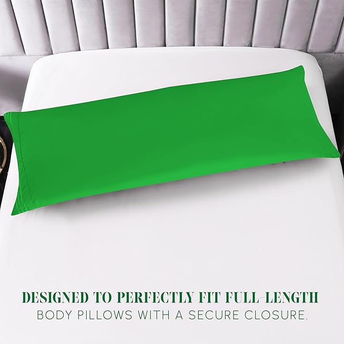 Elegant Comfort Luxury Ultra-Soft 1-Piece Pillowcase Set - 1500 Premium Hotel Quality Microfiber Double Brushed - Wrinkle Resistant, Body Pillowcase Size, Emerald Green