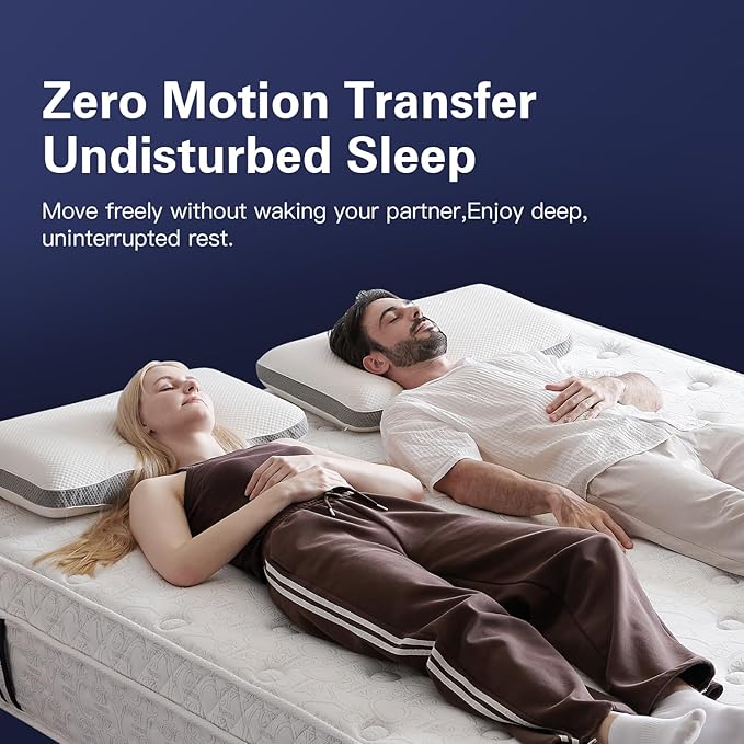 Full XL Mattress 14 Inch Hybrid Mattress in a Box, Memory Foam & Pocket Spring, Medium Plush, Cooling Breathable Silver Thread, Pressure Relief, Motion Isolation, 365-Night Trial