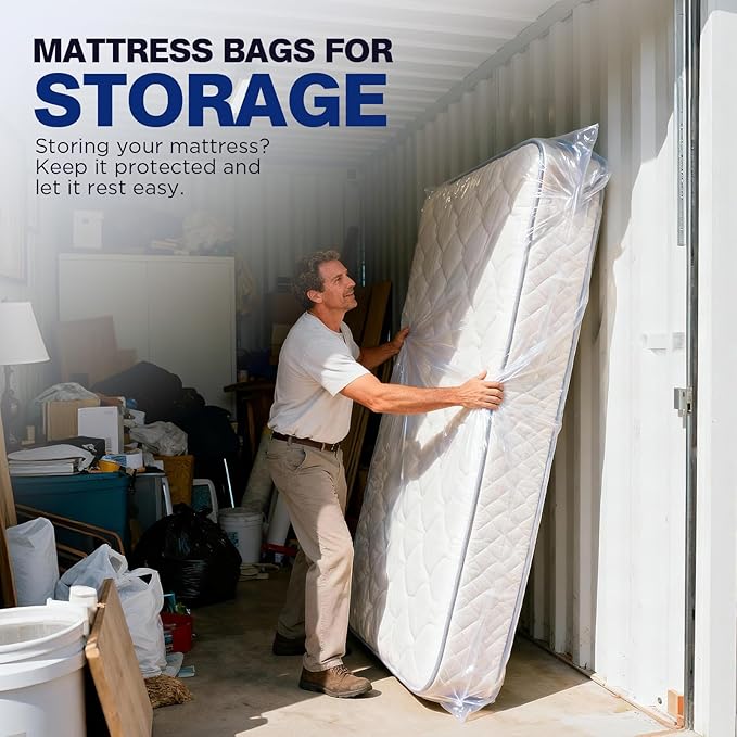 2 Pack Mattress Bags for Moving & Storage - 107" x 78" x 14'' for King/Queen Size, Waterproof & Tear-Resistant, 4 MIL Heavy Duty Mattress Cover Moving Supplies