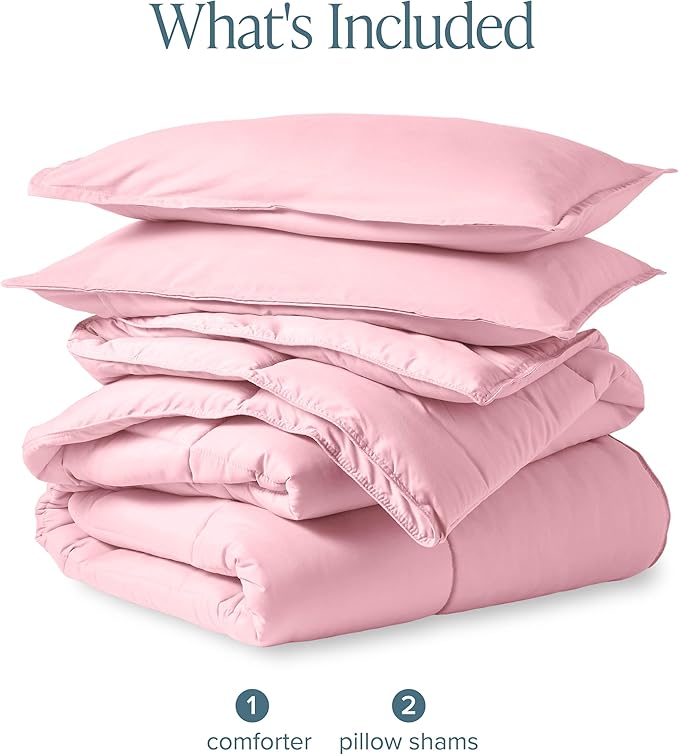 Bare Home Comforter Set - King/California King Size - Ultra-Soft - Goose Down Alternative - Premium 1800 Series - All Season Warmth (King/Cal King, Light Pink)