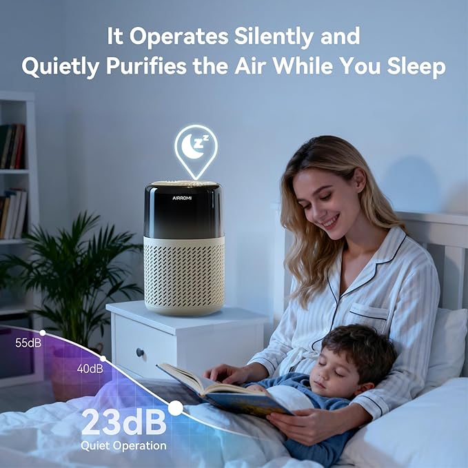 AIRROMI HEPA Air Purifier for Bedroom&Home,Pet Air Purifier for Home Pets,Removes Pet Odor,Cat Litter Smell,Dust,Smoke&Allergies,Quiet Room Air Purifier with Scents,360°Air Cleaner,A2005 Pink