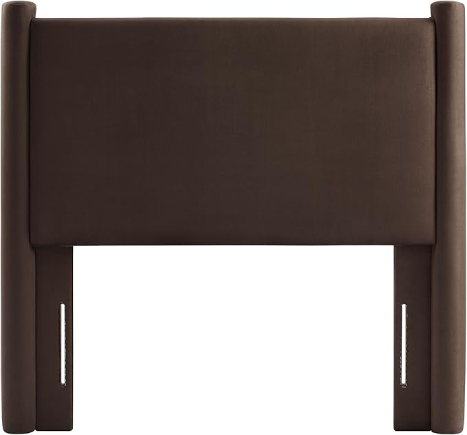 Modway Rael Twin Upholstered Headboard with Pillars in Chocolate Brown – Velvet Headboard – Stain-Resistant Performance Velvet Headboard for Twin Beds