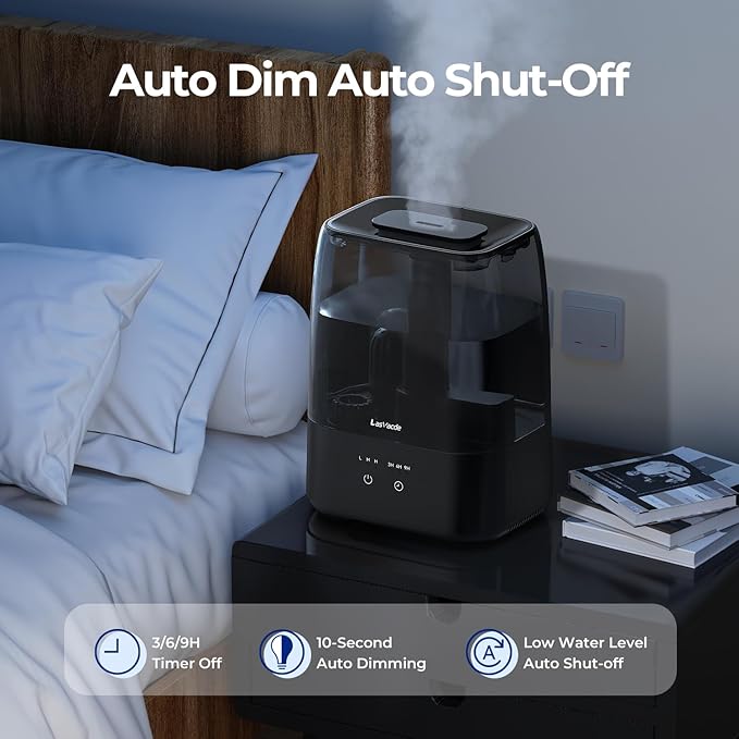 Top Fill Humidifiers for Bedroom, 4.0L Tank Cool Mist Humidifiers for Large Room, 30H Runtime, 28dB Quiet Ultrasonic Air Humidifier for Home with 9H Timer, Aroma Tray