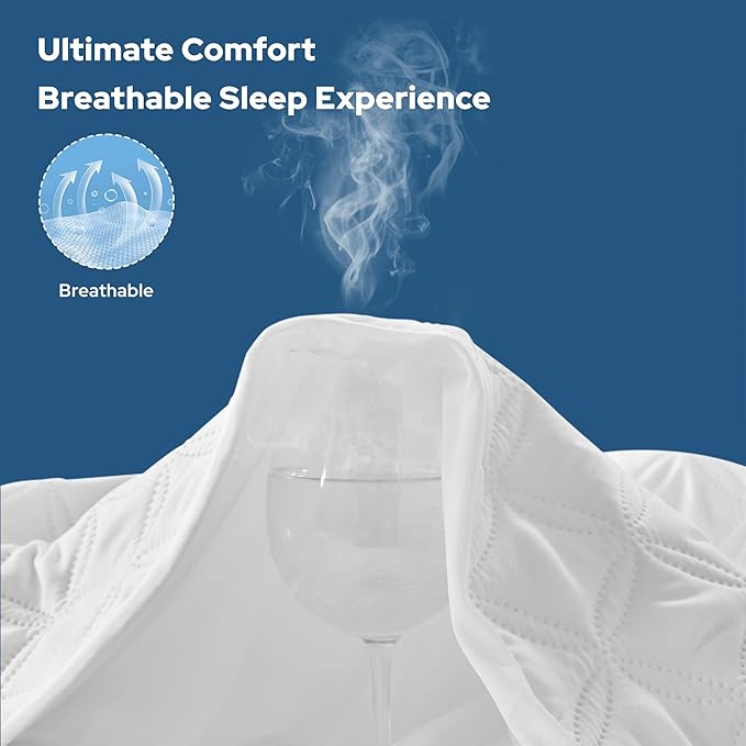 2 Pack Waterproof Mattress Protector, Twin Size Mattress Pad with Deep Pocket Fitted Up to 6-15 inches, Soft Noiseless Single Bed Mattress Cover for Bedroom, Dorm Room