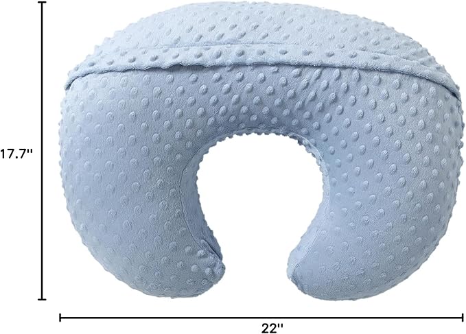 Baby Nursing Pillow and Body Positioner with Premium Slipcover for Breastfeeding for Baby Boys and Girls, Feeding Pillow with Breathable Comfortable Pillowcase (Blue)