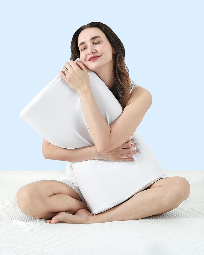 Elviros Memory Foam Pillows for Neck Pain Relief, Adjustable Height Cooling Bed Pillow for Sleeping, Ergonomic Orthopedic Cervical Neck Pillow for Side and Back Sleepers, Queen Size, 23.6"×14"×5.3"