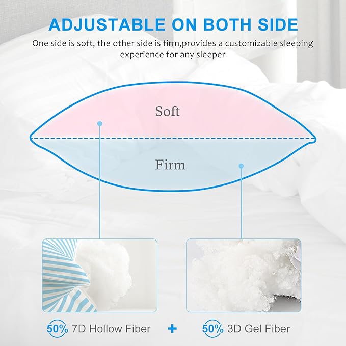 EIUE Bed Pillows for Sleeping 2 Pack Queen Size，Super Soft Down Alternative Microfiber Filled Pillows,Pillows for Side and Back Sleepers,20 x 30 Inches,Blue