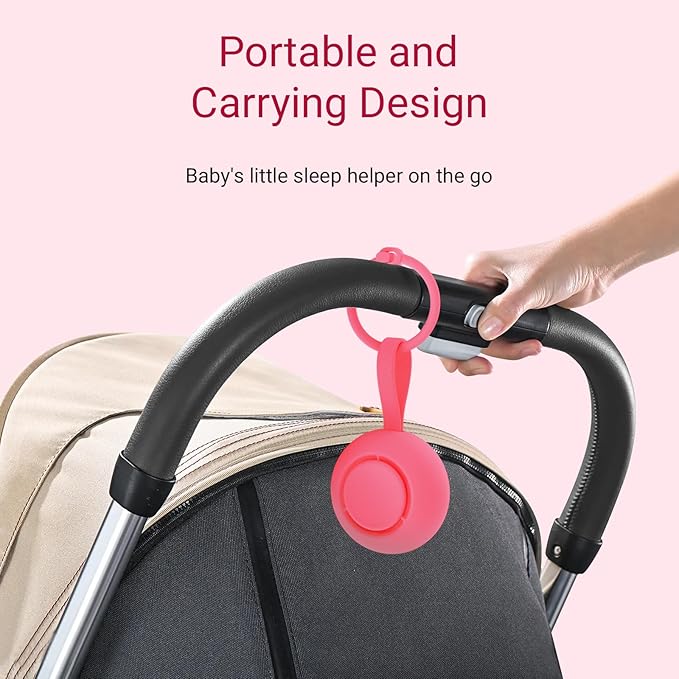 Portable Baby Sound Machine [White Noise for Babies Kids Adults][Timer Function][12 Soothing Sounds] 15 Hours Battery Life, Travel,Registry Gift,Shower,Clips on Baby Stroller.Rose