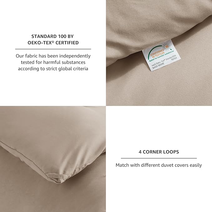 CozyLux Full Size Comforter Set Khaki, 3 Pieces Solid Breathable Quilted Bedding Sets, Luxury Lightweight Soft Bed Set with Down Alternative Comforter and 2 Pillowcases for All Seasons