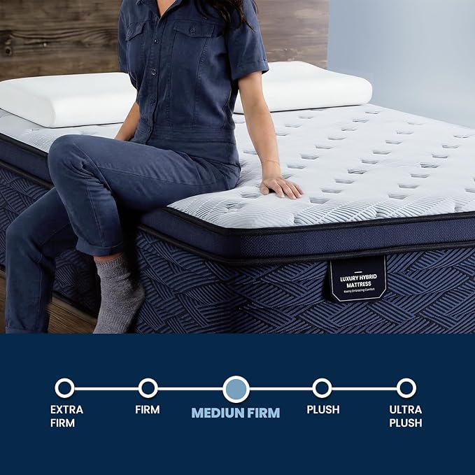 Coolvie 12 Inch Twin XL Mattress in a Box, Hybrid Cooling XL Twin Mattress with Latex & Memory Foam, Pocket Innerspring for Pressure Relief, Medium Firm, 100-Night Trial