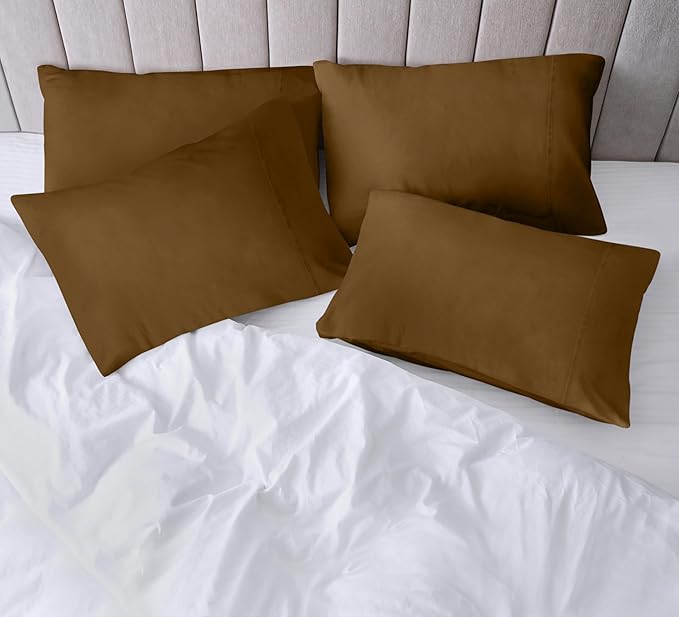 Utopia Bedding Standard Pillow Cases - 4 Pack - Envelope Closure - Soft Brushed Microfiber Fabric - Shrinkage and Fade Resistant Pillow Covers Standard Size 20 X 26 Inches (Standard, Mocha)