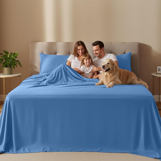 Utopia Bedding King Size Sheet Set – 4 Piece Bed Sheets, Soft and Breathable Microfiber, Includes 1 Fitted Sheet, 1 Flat Sheet and 2 Pillowcases – Oeko Tex (Dutch Blue)