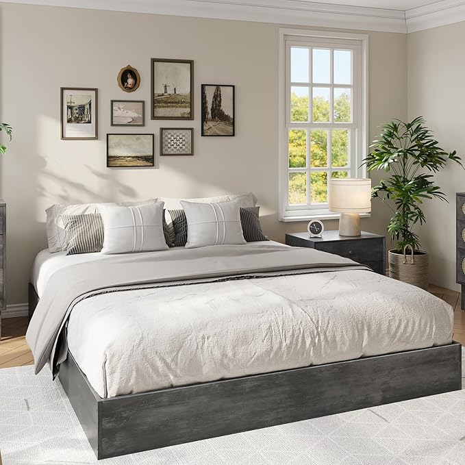 IDEALHOUSE Platform Bed Frame Twin XL Size,Wooden Slat Support,No Box Spring Needed, Easy Assembly