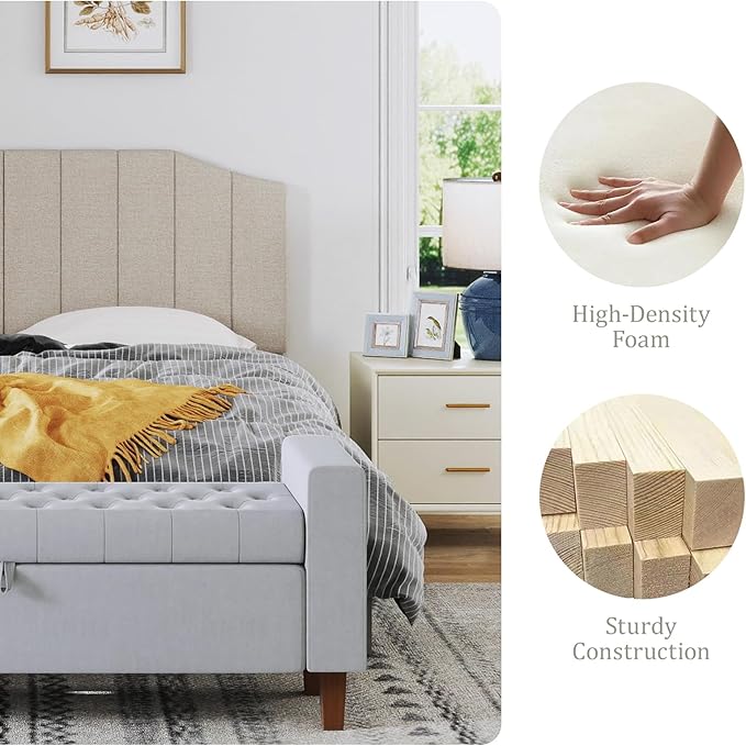 Furpopup King Size Headboard Only, Linen Upholstered Headboard King/California King Size Wall Mount and Bed Frame Mount, Featuring High-Density Sponge Padding Easy Assembly Comfort Style-Beige