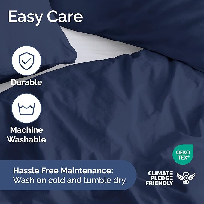 Duvet Cover Queen Size Set - Extra Soft Queen Duvet Cover 90" x 90" with 2 Pillow Shams - Hotel Luxury, Easy Care & Fade Free w/Zipper Closures & Ties - All Season, Comfy and Breathable (Navy Blue)