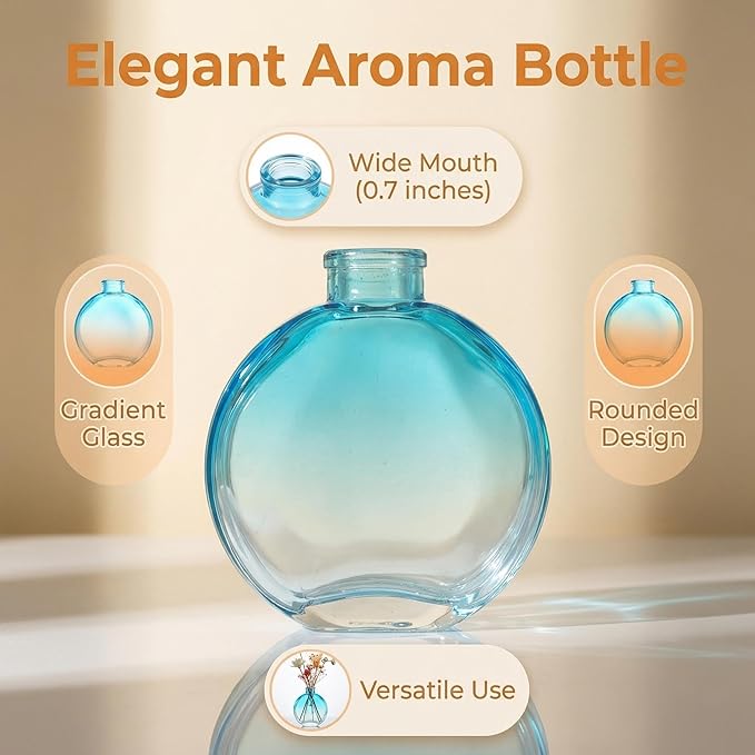 150ml/5oz Glass Diffuser Bottle - Blue - DIY Aromatherapy Storage Container - Reusable - Home Decor