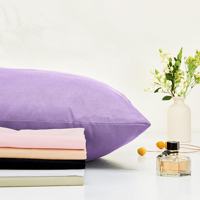 DOWNSTORIA Body Pillow Cover, Ultra Soft Microfiber Long Pillowcase, Envelope Closure Large Pillow Cases 20x54 inch (Light Purple)