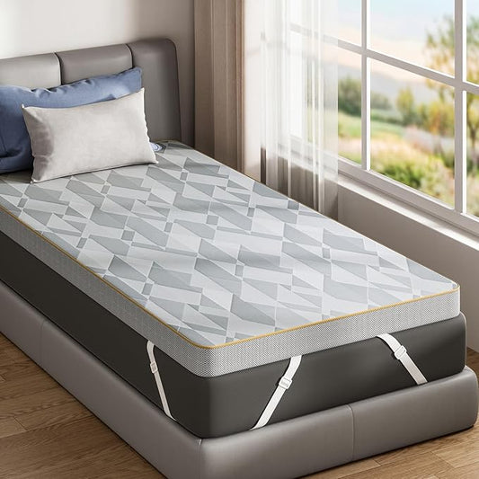 PERLECARE Firm Mattress Topper Twin, 3" Hard Mattress Topper for Pressure Relief, Mattress Pad with Cooling Bamboo Cover, High Density Memory Foam, Removable & Washable