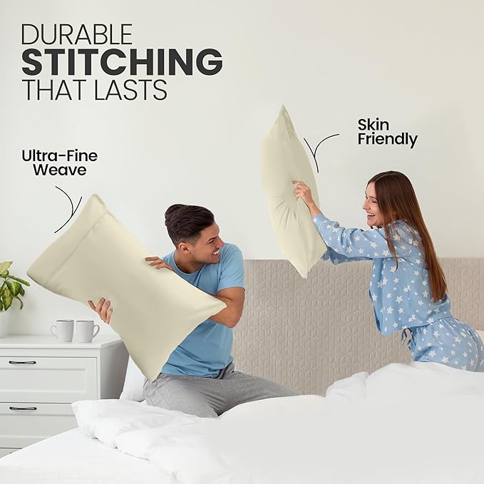 Utopia Bedding Queen Pillow Cases - 2 Pack - Envelope Closure - Soft Brushed Microfiber Fabric - Shrinkage and Fade Resistant Pillow Covers Queen Size 20 X 30 Inches (Queen, Ivory)