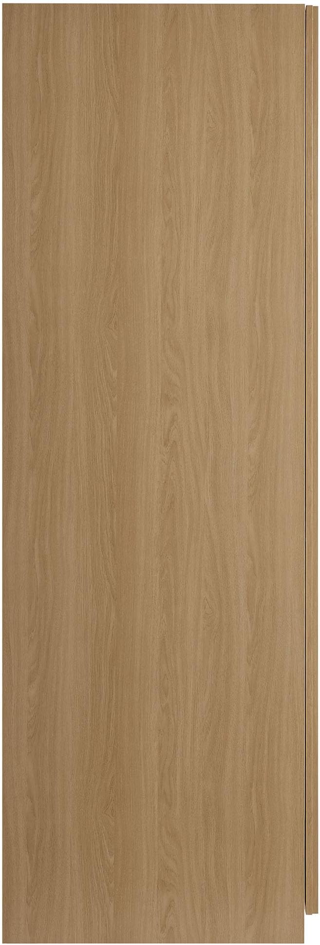Modway Render Mid Century Modern Wardrobe Armoire Closet in Oak w/Vertical Slatted Doors - 71Inch Freestanding Closet w/Adjustable Shelves & Hanging Rods - Tall Bedroom Storage Cabinet