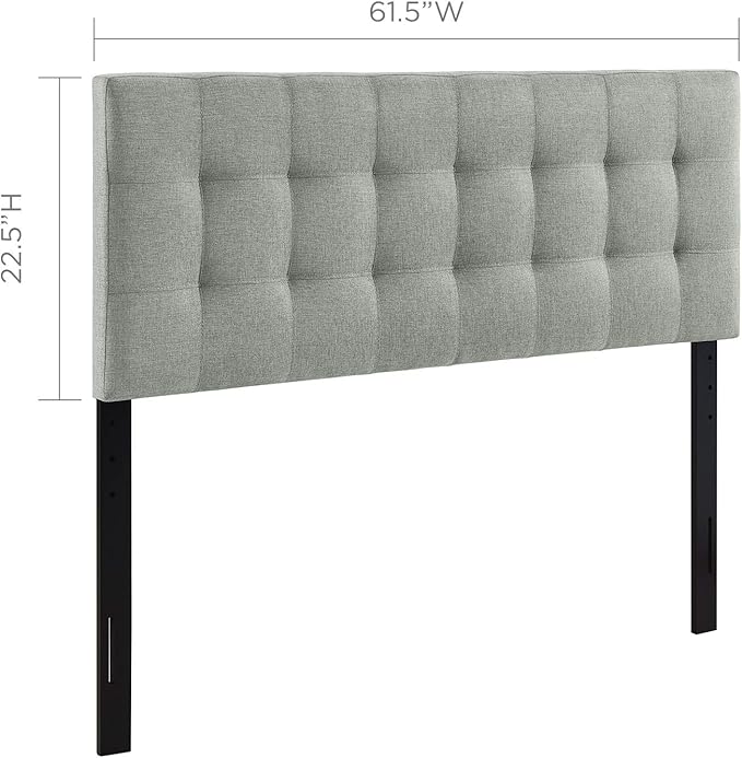 Modway AMZ-5041 Lily Tufted Linen Fabric Upholstered Queen Headboard in Gray
