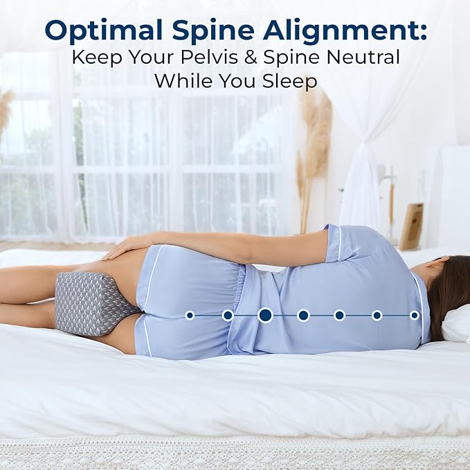 5 STARS UNITED Large Knee Pillow for Side Sleepers - Hip Pain Relief, Memory Foam Leg Cushion for Side Sleeping - Between Legs Pillow for Sciatica & Lower Back Pain, Gray