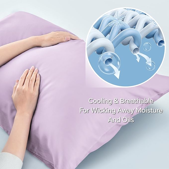 BEDELITE Body Pillow Case Cover, Rayon Made from Bamboo, Cooling Body Pillow Cover for Hot Sleepers and Night Sweats, Breathable & Silky Soft Full Long Pillow Case (Light Purple, 20x54 Inches)