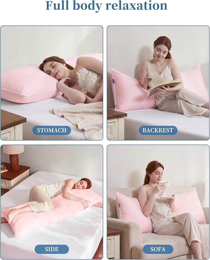 YZ HOME Memory Foam Body Pillow Insert - Full Body Pillow for Adults - Soft Large Long Bed Pillow for Side Sleeper (Pink, 20 Inchx54 Inch)