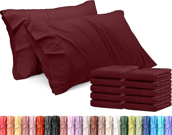 Utopia Bedding Queen Pillow Cases - 12 Pack - Envelope Closure - Soft Brushed Microfiber Fabric - Shrinkage and Fade Resistant Pillow Covers Queen Size 20 X 30 Inches (Queen, Burgundy)