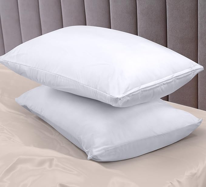Utopia Bedding Premium 100% Waterproof Pillow Protectors with Zipper Queen Size (Set of 40), Bed Bug and Dust Mite Proof Zippered Pillow Covers, Pillow Encasement Cases, White