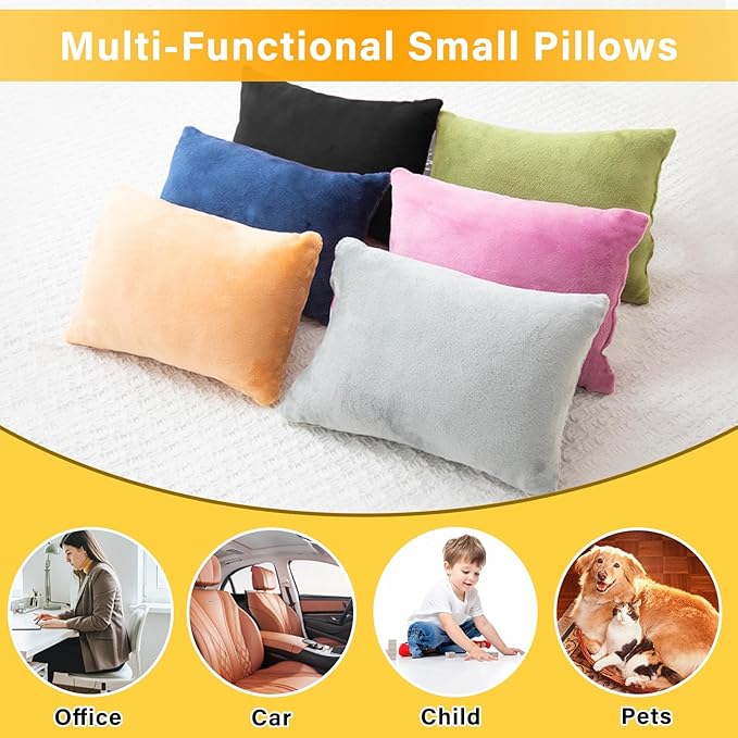 1 MIDDLE ONE 2 Pack Small Pillow, Memory Foam Mini Pillow 11 X 7 Inches for Travel, Sleeping, Nap and Neck, Knee, Lumbar Support, Tiny Cushion for Pet, Dogs (Black)
