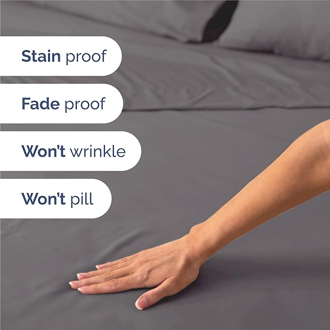 King 6 Piece Sheet Set - Comfy, Breathable & Cooling - Hotel Luxury Bedding for Women, Men, Kids, Teens & Children - 1 Flat & 1 Fitted Sheet & 4 Pillowcases w/ Deep Pockets - Wrinkle Free - Dark Grey