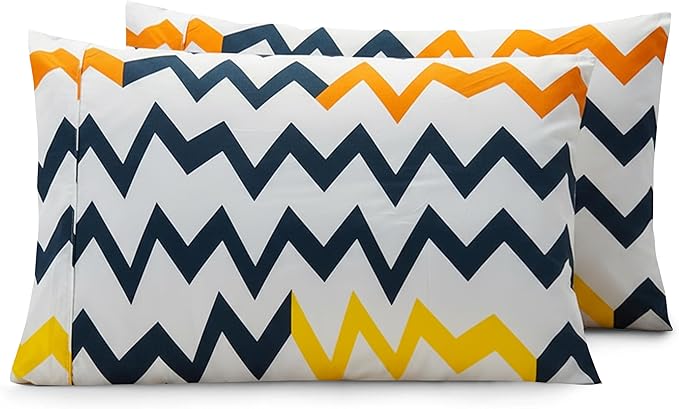 Elegant Comfort Luxury Ultra-Soft 2-Piece Pillowcase Set - 1500 Premium Hotel Quality Microfiber Double Brushed - Wrinkle Resistant, Standard/Queen, Chevron Pattern Colorful