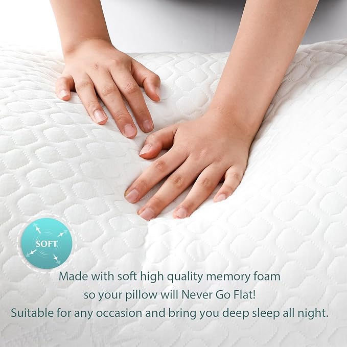 Rainmr Firm Memory Foam Body Pillow for Adults, Cooling & Adjustable Full Body Pillow with Dual Pillowcases for Side Sleepers and Hot Sleepers, 20x54 Long Pillow for Bed