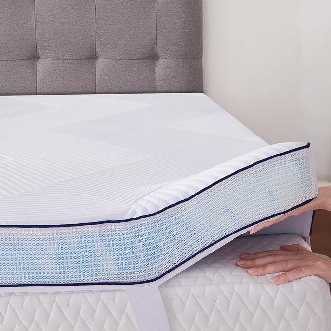SOOSLEEPY 2 Inch Memory Foam Mattress Topper King Size with Removable Soft Cover Ventilated Breathable Cooling Mattress Pad Portable Bed Topper for Back Pain and Pressure Relief, CertiPUR-US Certified