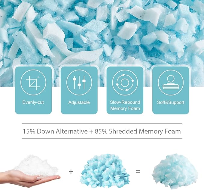 Meoflaw Cooling Pillows Standard Size,Shredded Memory Foam Bed Pillows for Sleeping, Supportive Standard Pillows for Back & Side Sleepers,Adjustable Pillows Standard Size with Washable Removable Cover
