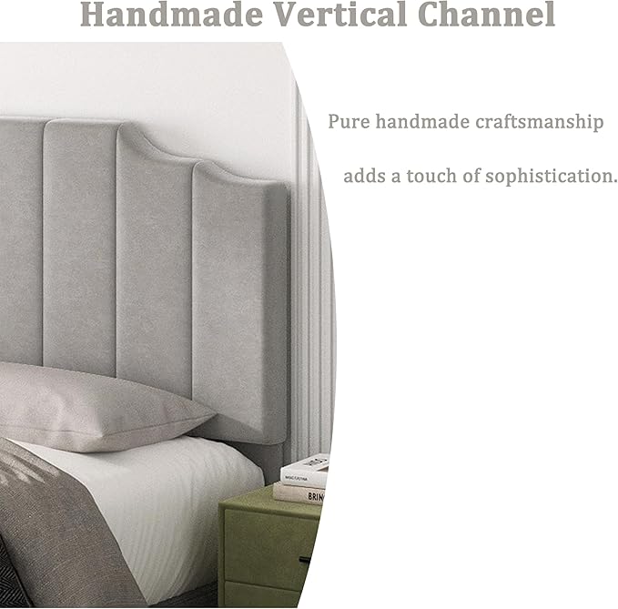 Befurtori King Size Headboard Only, Velvet Wall Mounted Headboard King for Adjustable Bed Modern Upholstered Head Board Easy Assembly, Gray