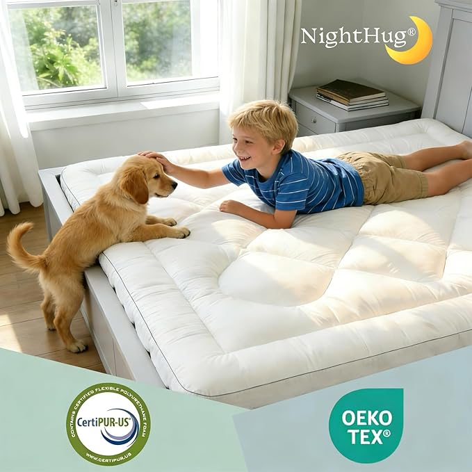5 Inch Memory Foam Mattress Topper Twin, 2000GSM Shredded Memory Foam Pillow Top, Plush Support for Back Pain Relief, Extra Thick & Breathable, Dorm & Guest Room Essential