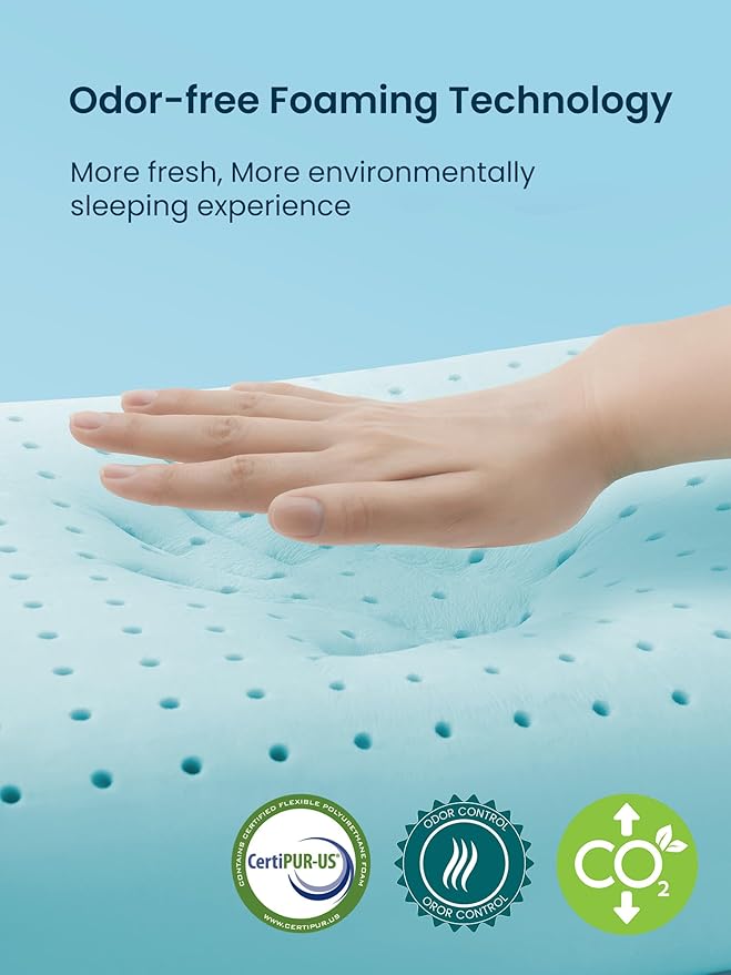 SLEEP ZONE Cooling Memory Foam Pillow - Odorless, Breathable, Skin-Friendly with Superior Support for Back, Stomach or Side Sleepers, Home, Hotel, Hospital Essentials (White, Standard, 1 Pack)