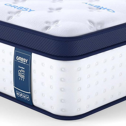 14 Inch Full Mattress, Upgraded 7-Zoned Support Hybrid Full Size Mattress In A Box with Cooling Gel Memory Foam & Pocket Coils for Back Pain Relief, Assembled in USA, Motion Isolation, Medium Firm