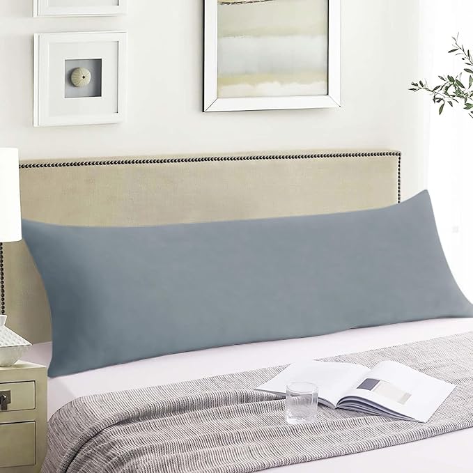 SHOUREN Cotton Body Pillow Insert - Cooling Breathable Full Body Pillow for Side Sleeper - Soft Long Bed Pillow for Adults - 20 x 54 inch-Gray