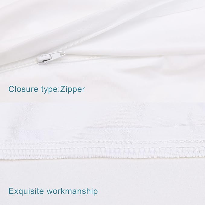 NTBAY 4 Pack Zippered Waterproof King Pillow Protectors, Super Soft Quiet Zip Pillow Protectors, 20x36 Inches Jersey Pure White Waterproof Pillow Cases Covers