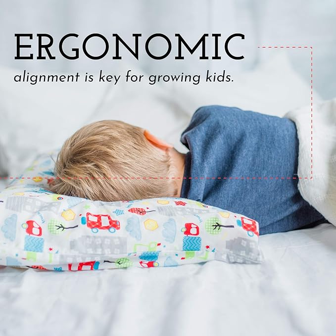 Toddler Pillow 13x18 for Sleeping – Kids Pillow for Toddler Bed, Travel, Daycare & Preschool – Soft Hypoallergenic Cotton Toddler Bed Pillow for Ages 2–5, Small Pillow for Kids Nap Time (1-Pack)