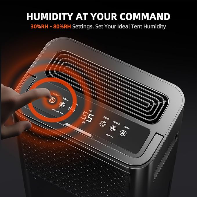 SPIDER FARMER Dehumidifier,38 Pints Plant Dehumidifier with Drain Hose,Temperature & Humidity Sensor Probe,24H Timer Function, Compressor Entfeuchter for Grow Tent,Home and Basement