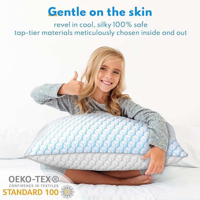 Bed Pillows Queen Size for Sleeping - Breathable Cooling Down Alternative Soft Pillows Set of 2 for Side, Back, and Stomach Sleepers - Hotel Quality Fluffy Microfiber Fill Skin-Friendly